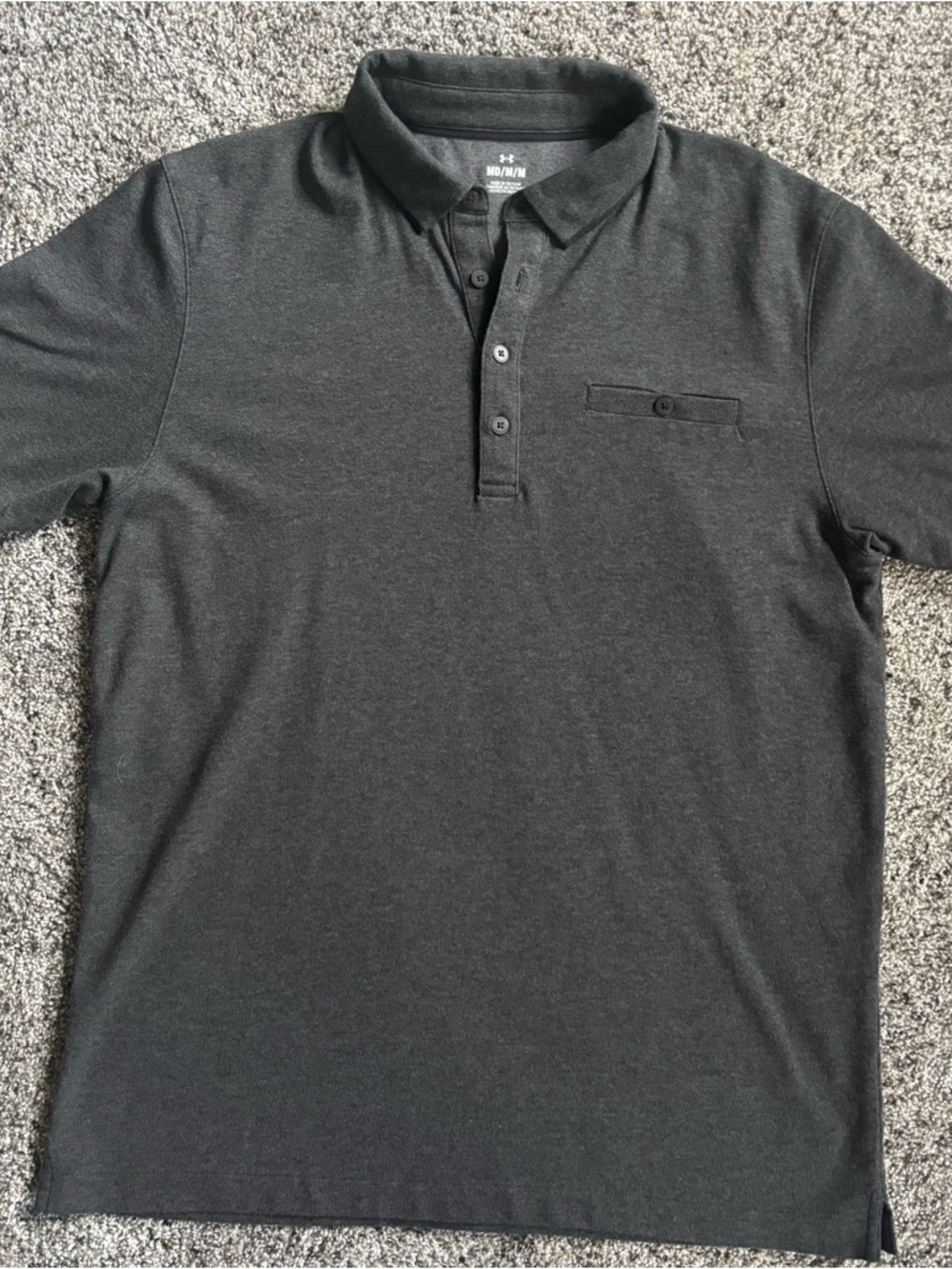 Under Armour Men's Charcoal Polo with Button Chest Detail
